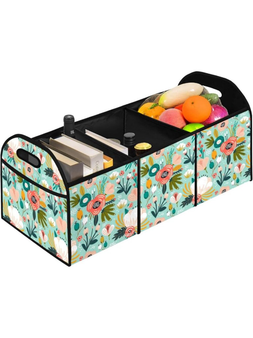 Collapsible Flower Car Trunk Organizer - Non-Slip Storage Box for Vehicle
